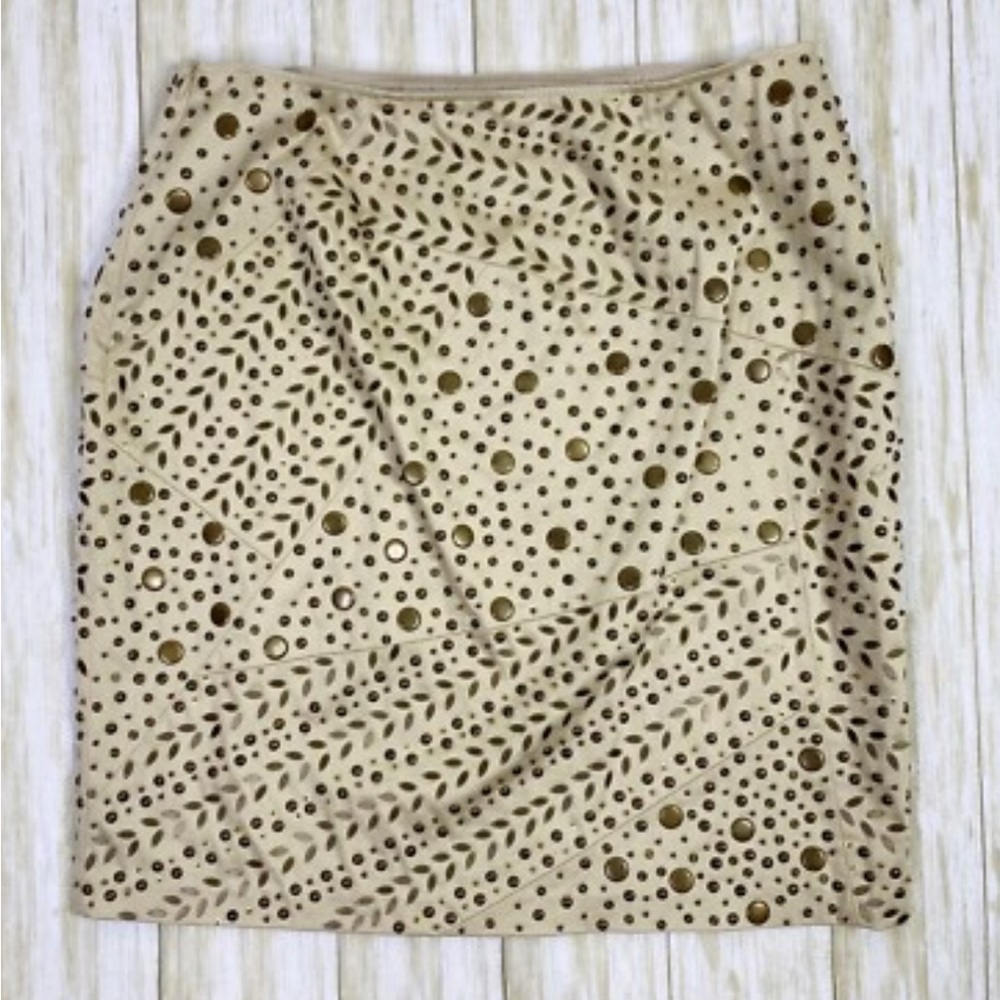 Lafayette 148 New York Studded Beige Pencil Skirt